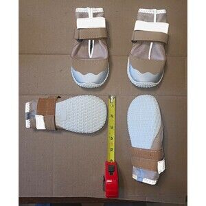 Dog Boots Size 8 Mesh Breathable Shoes Paw Protectors Large Dogs Khaki 4pc